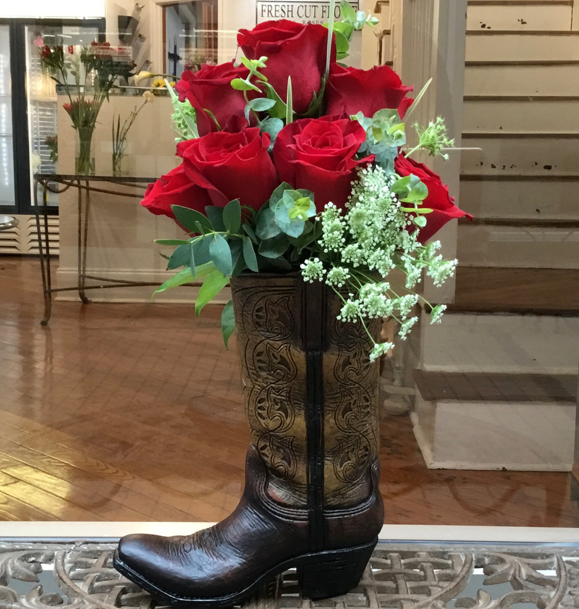 Cowboy boots with flowers on them best sale