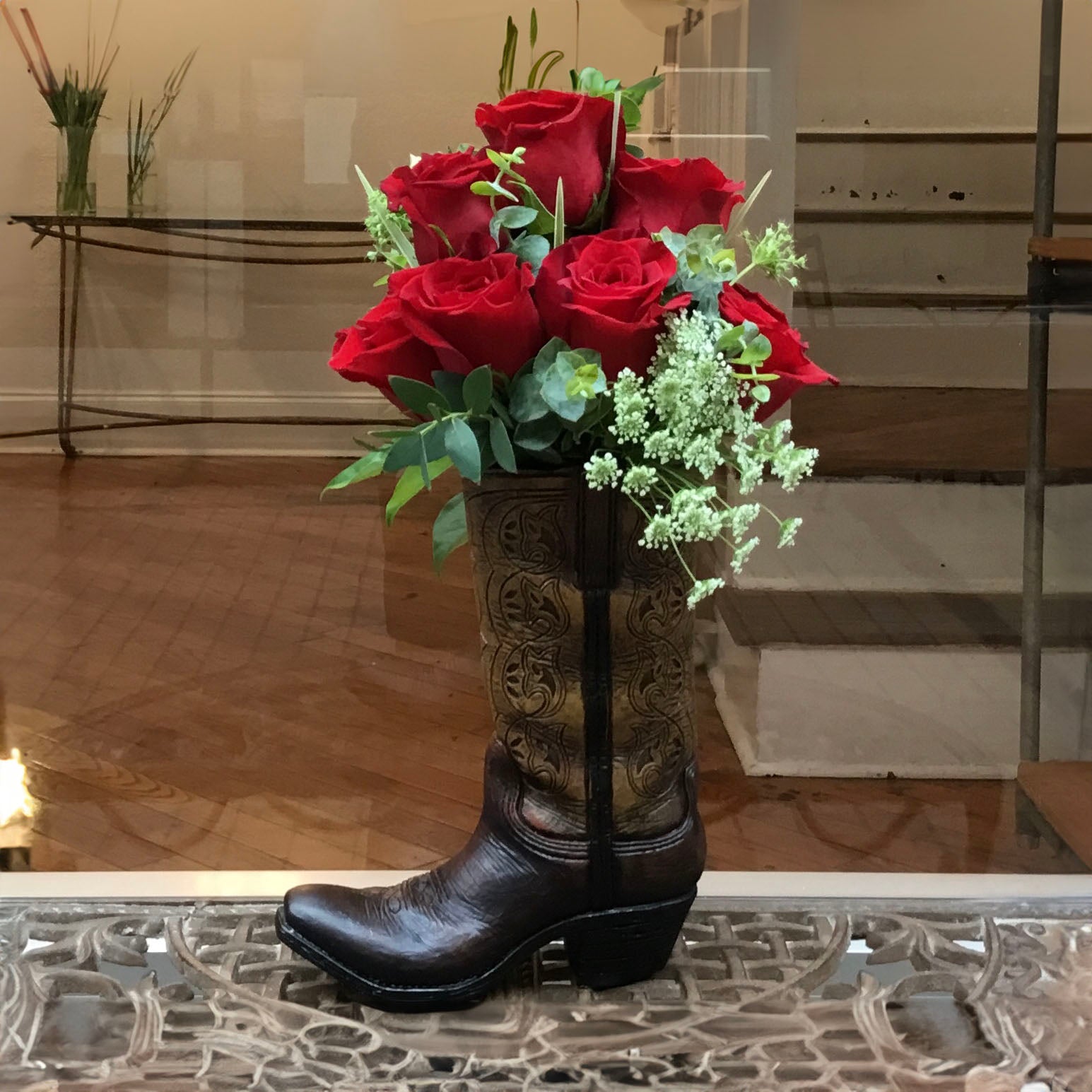 Western boots with flowers sales